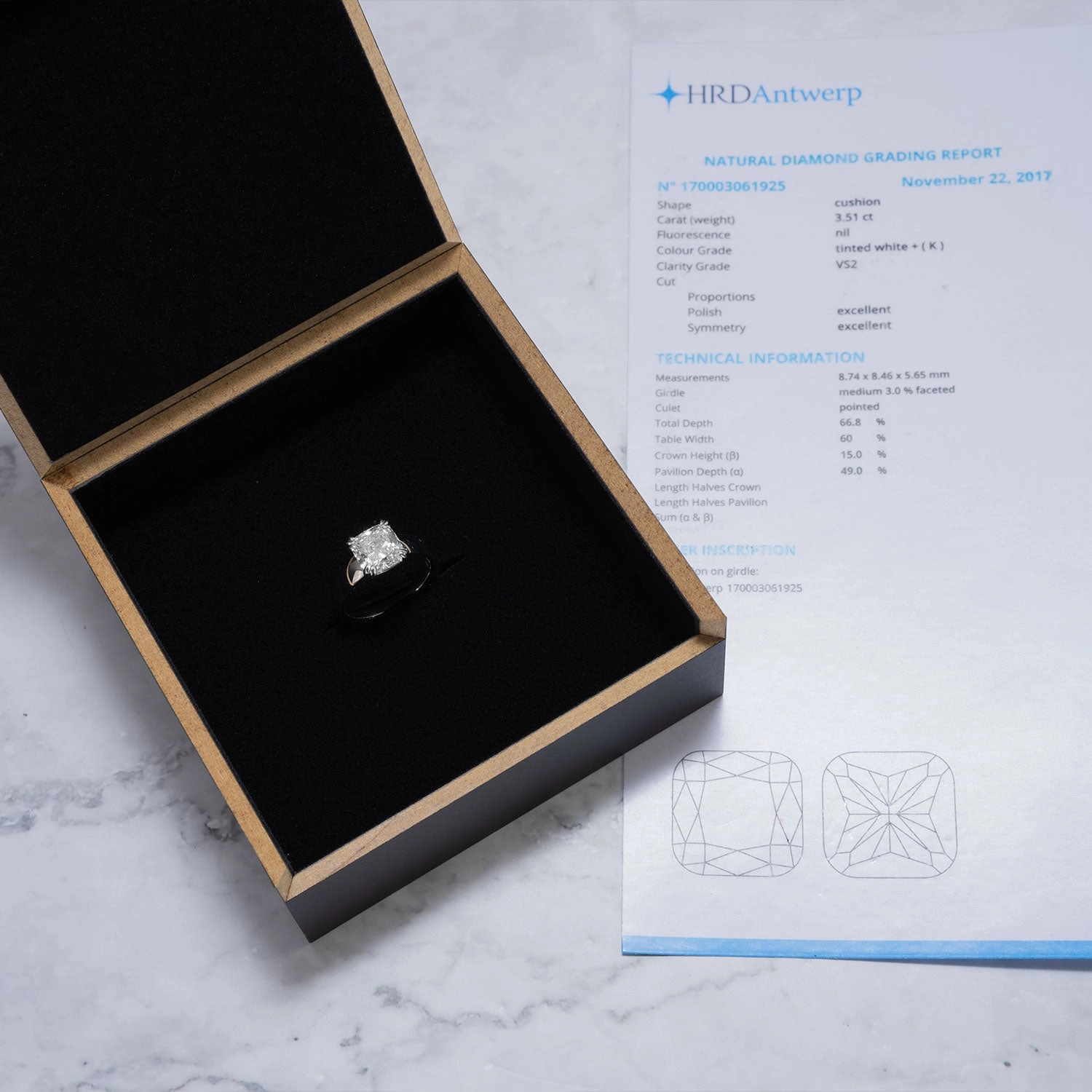 3.51ct Diamond Whitegold Ring   VVS2