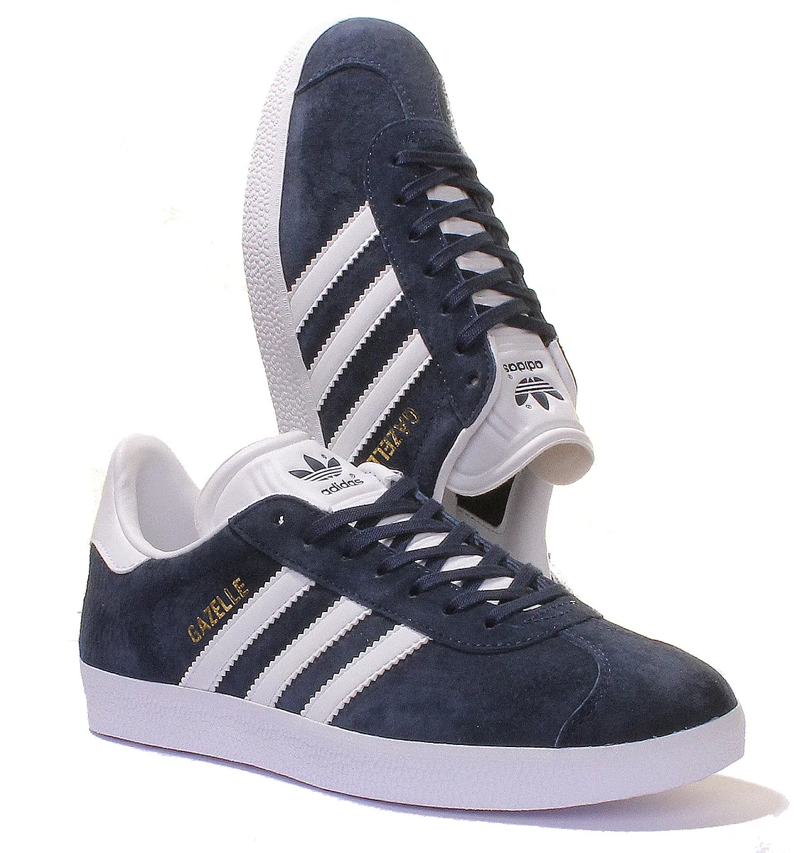 Adidas Gazelle Wildleder-Leder-Turnschuhe in Marineblau Weiß Schuhe Adidas