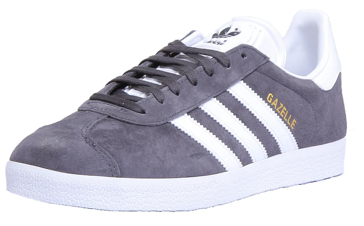 Adidas Gazelle Wildleder-Turnschuhe in Grau Weiß Schuhe Adidas