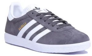 Adidas Gazelle Wildleder-Turnschuhe in Grau Weiß Schuhe Adidas