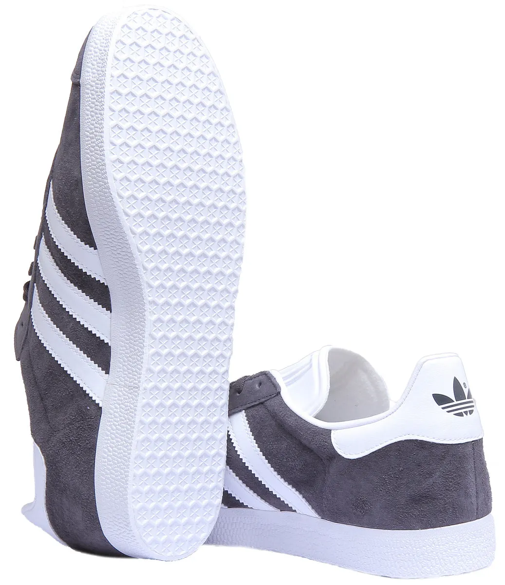 Adidas Gazelle Wildleder-Turnschuhe in Grau Weiß Schuhe Adidas