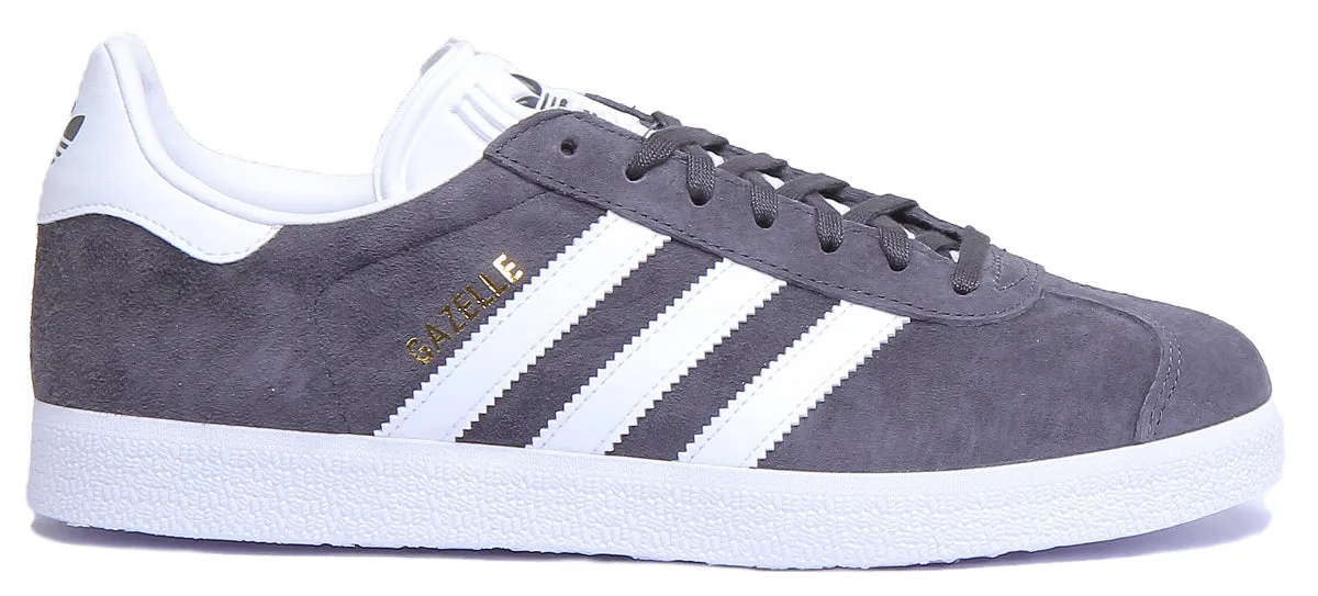 Adidas Gazelle Wildleder-Turnschuhe in Grau Weiß Schuhe Adidas