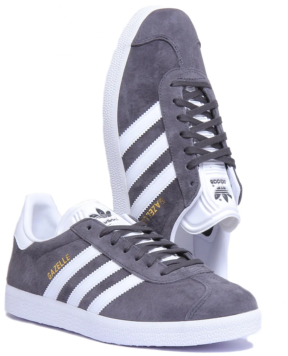 Adidas Gazelle Wildleder-Turnschuhe in Grau Weiß Schuhe Adidas