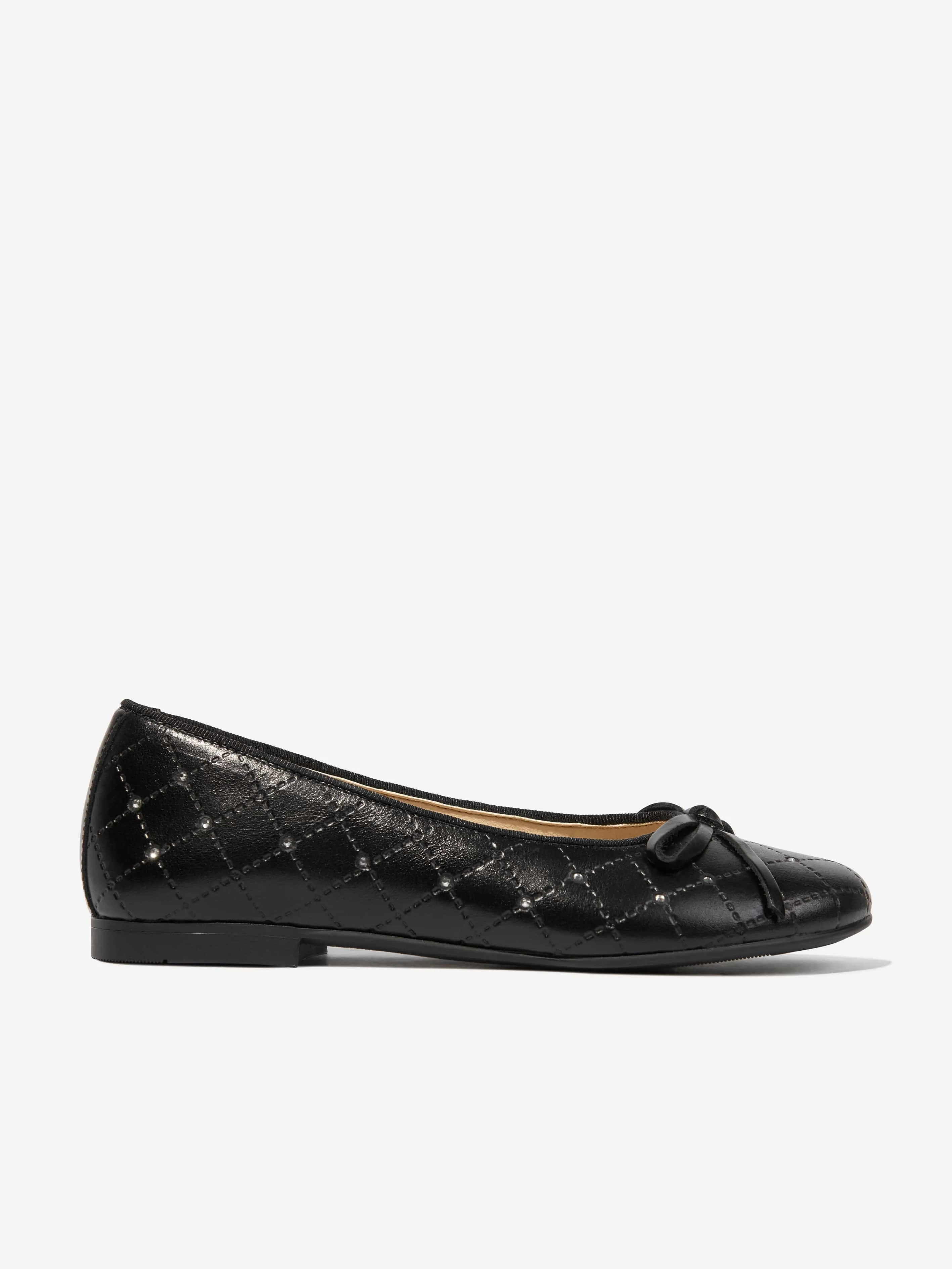 Andanines Mädchen Leder Ballerinas in Schwarz