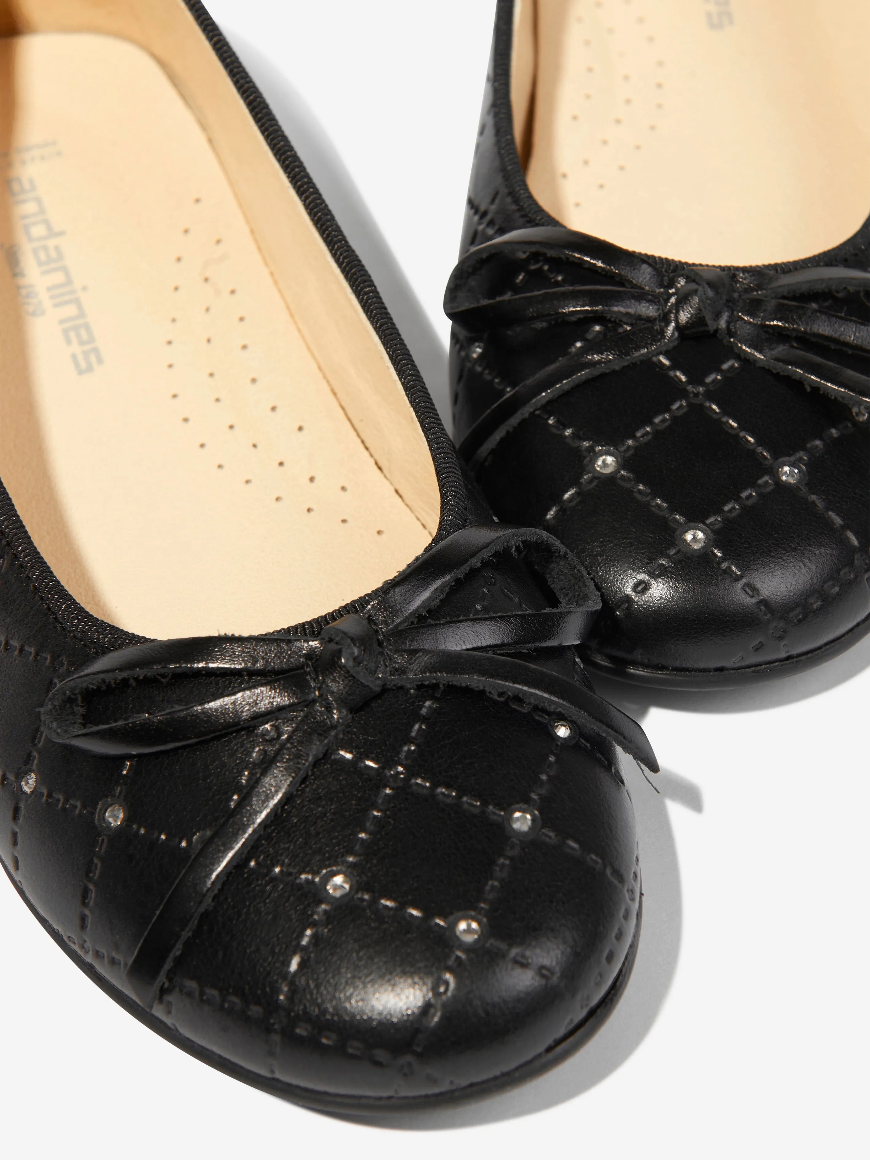Andanines Mädchen Leder Ballerinas in Schwarz