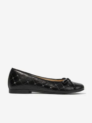 Andanines Mädchen Leder Ballerinas in Schwarz