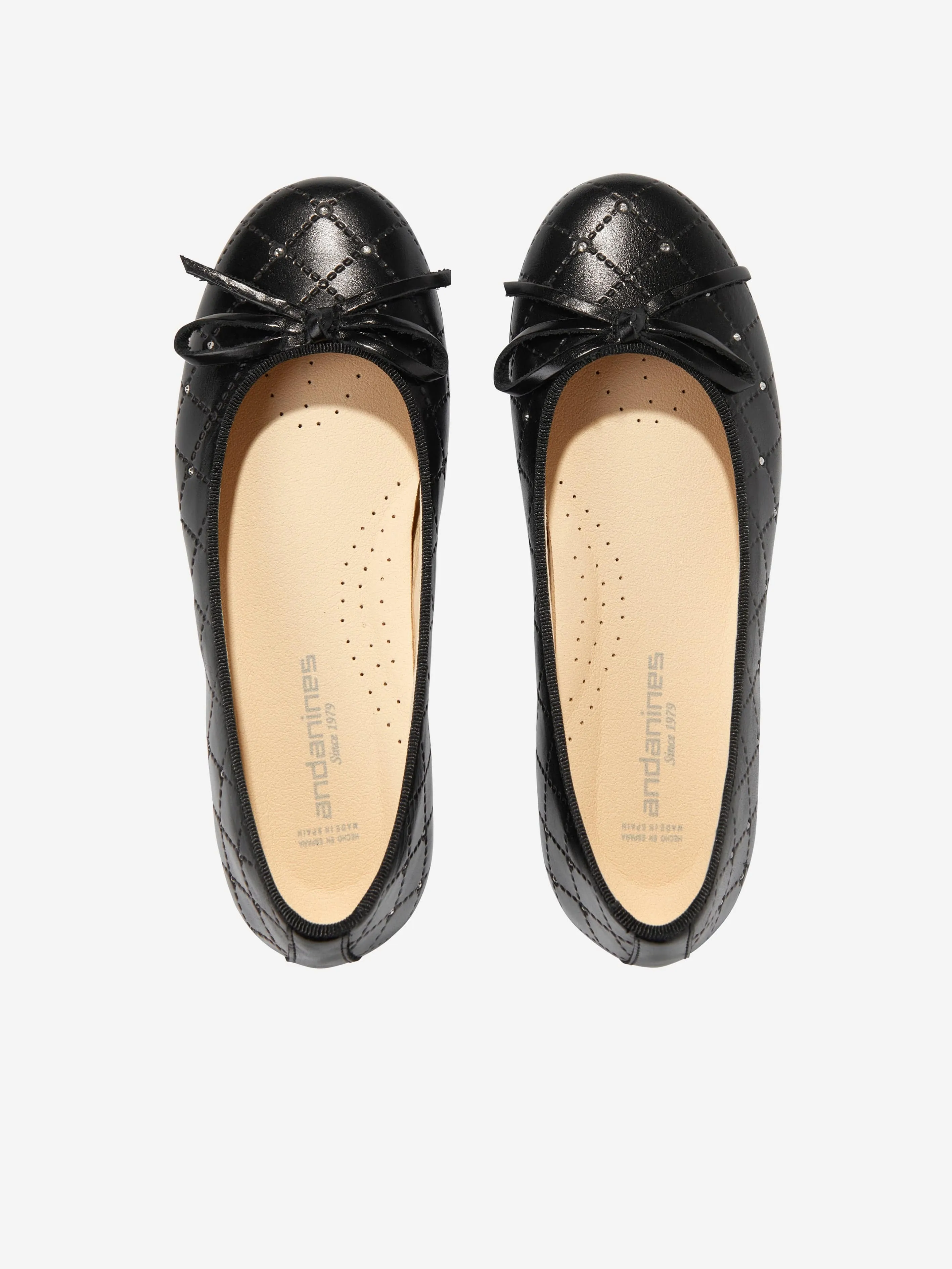 Andanines Mädchen Leder Ballerinas in Schwarz