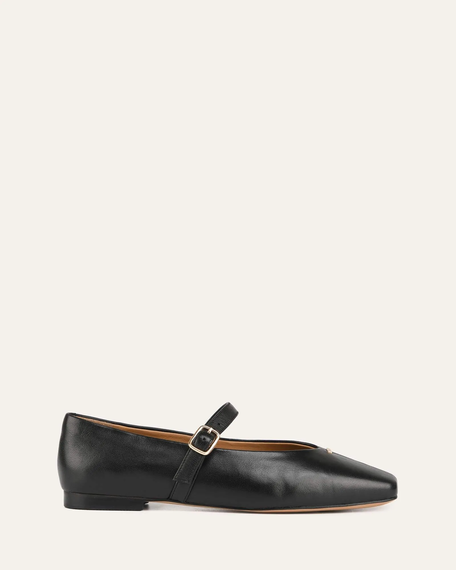 APRIL CASUAL FLATS SCHWARZES LEDER