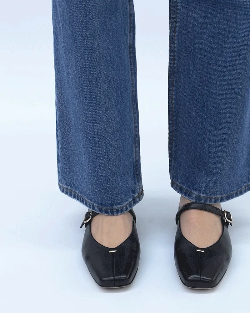 APRIL CASUAL FLATS SCHWARZES LEDER