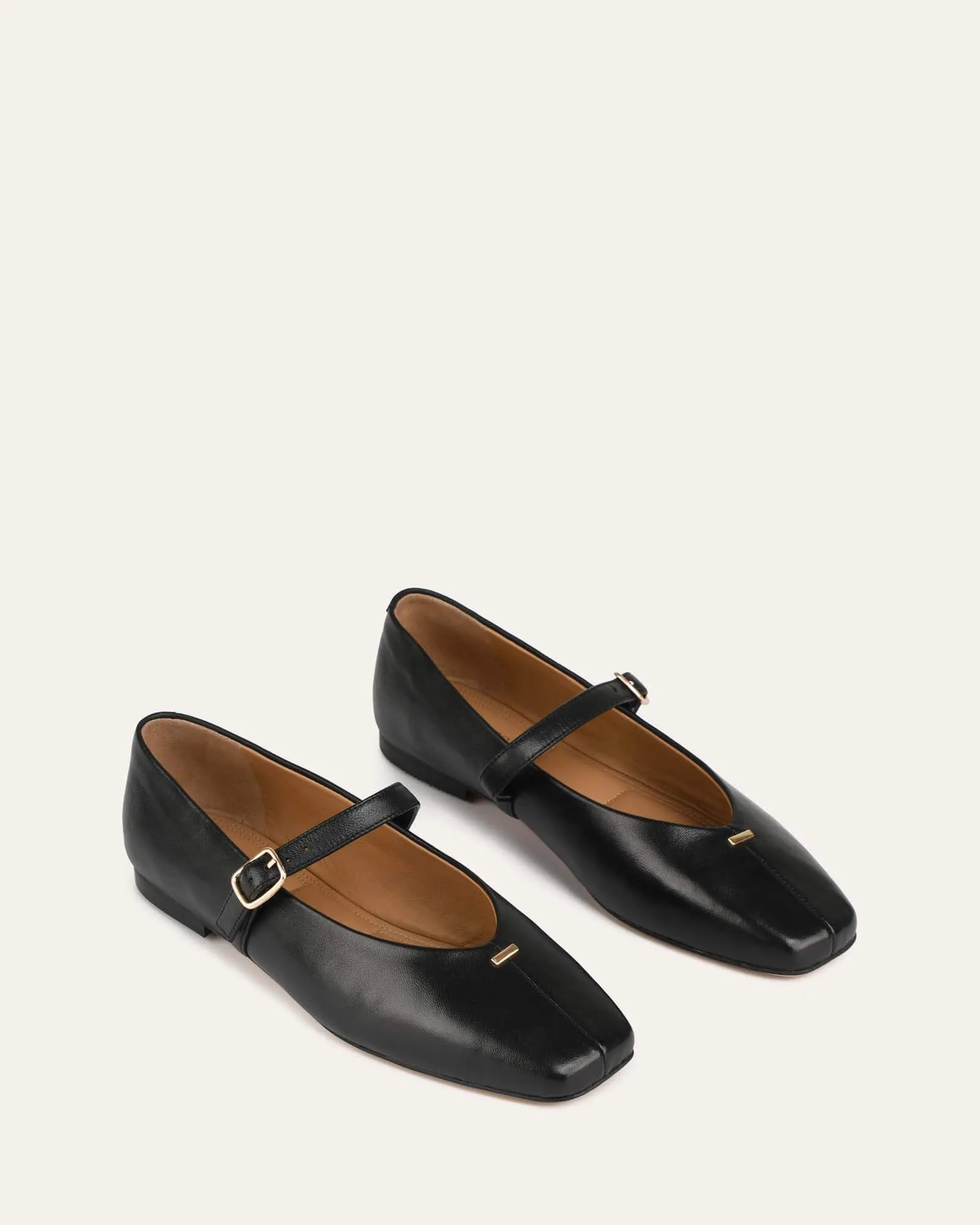 APRIL CASUAL FLATS SCHWARZES LEDER
