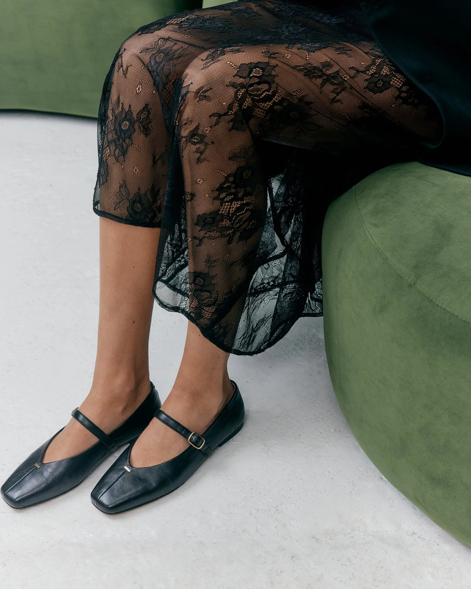 APRIL CASUAL FLATS SCHWARZES LEDER
