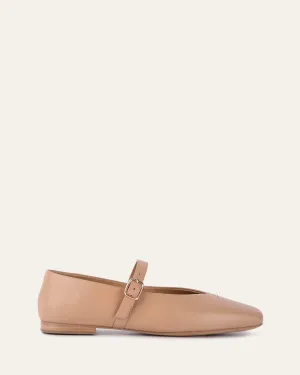 APRIL CASUAL FLATS BRAUNES LEDER