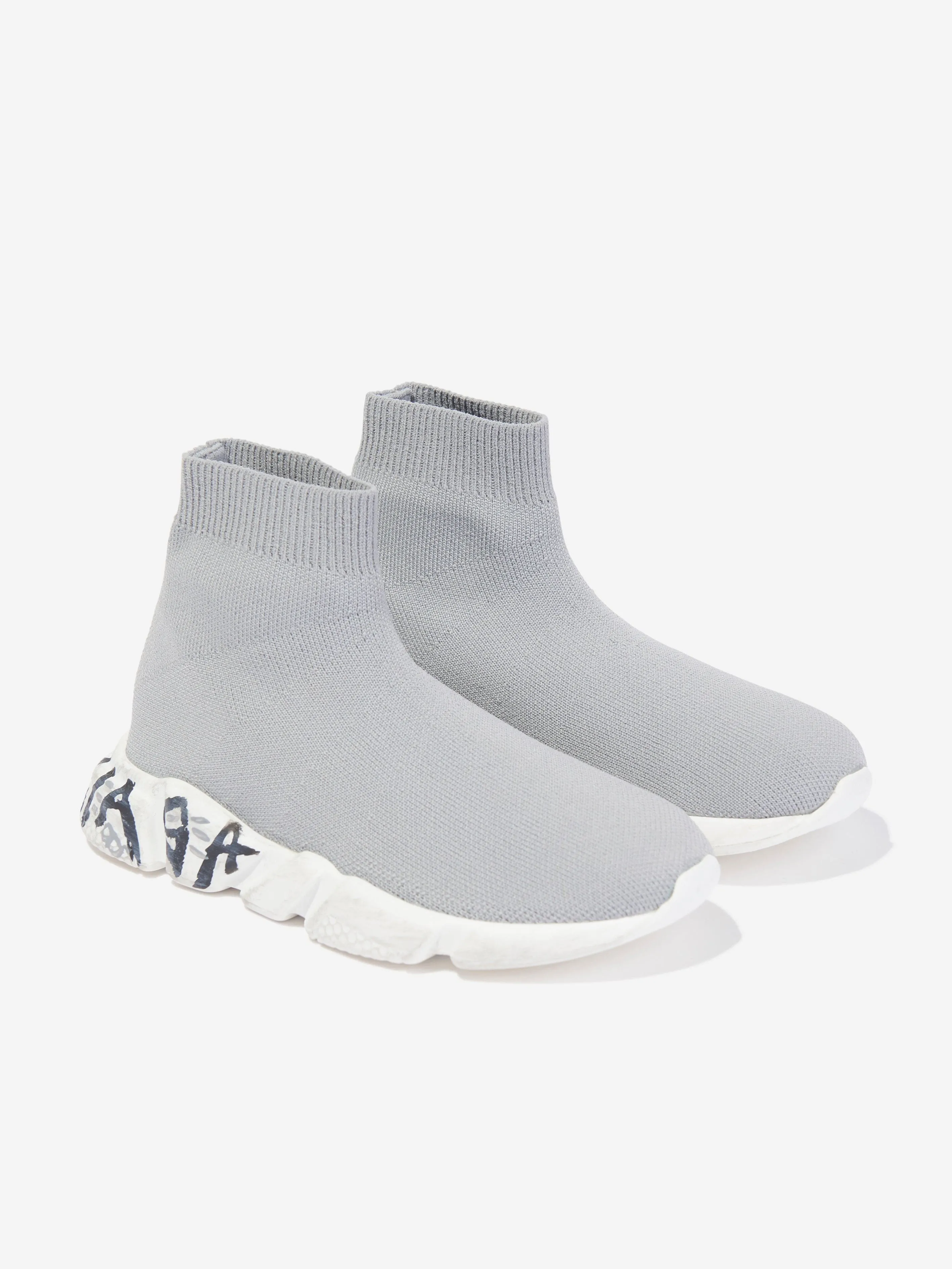 Balenciaga Kids Sole Graffiti Speed Sneaker in Grau