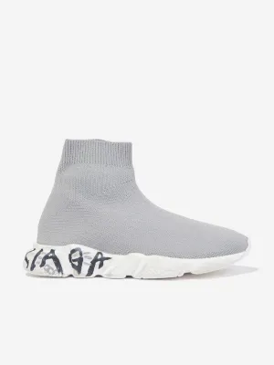 Balenciaga Kids Sole Graffiti Speed Sneaker in Grau