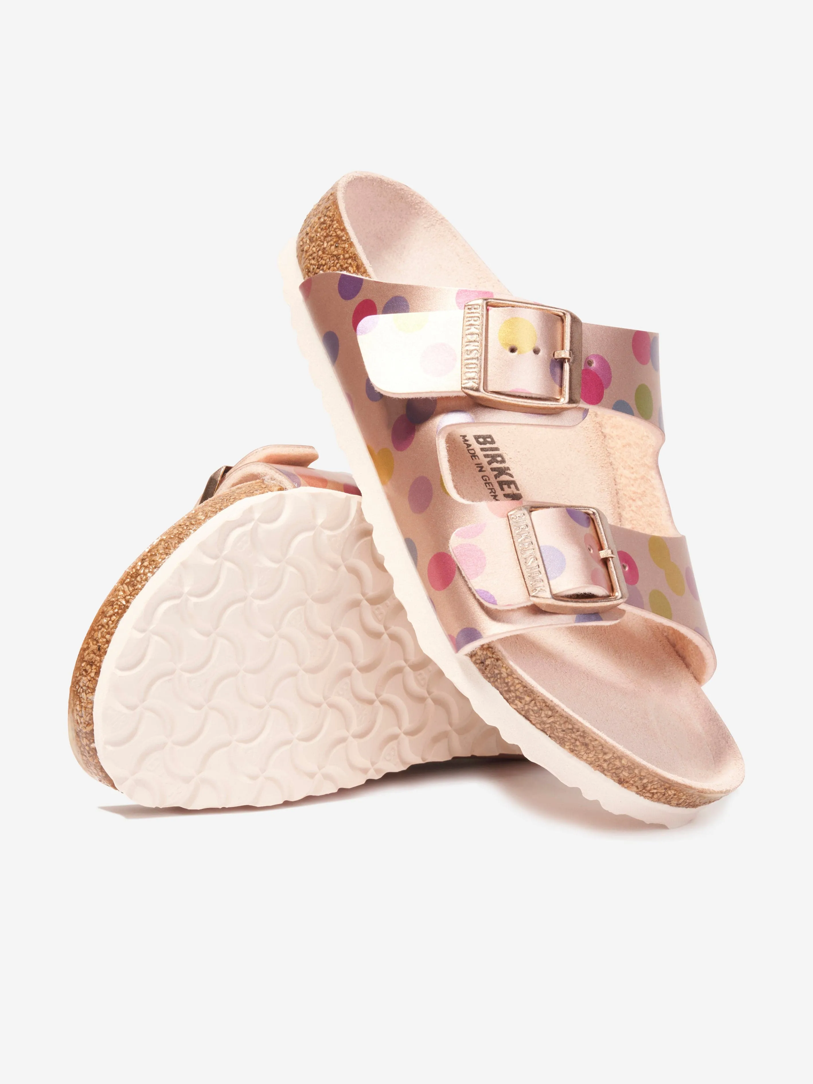 BIRKENSTOCK Mädchen Arizona Sandalen mit Metallpunkten in Kupfer