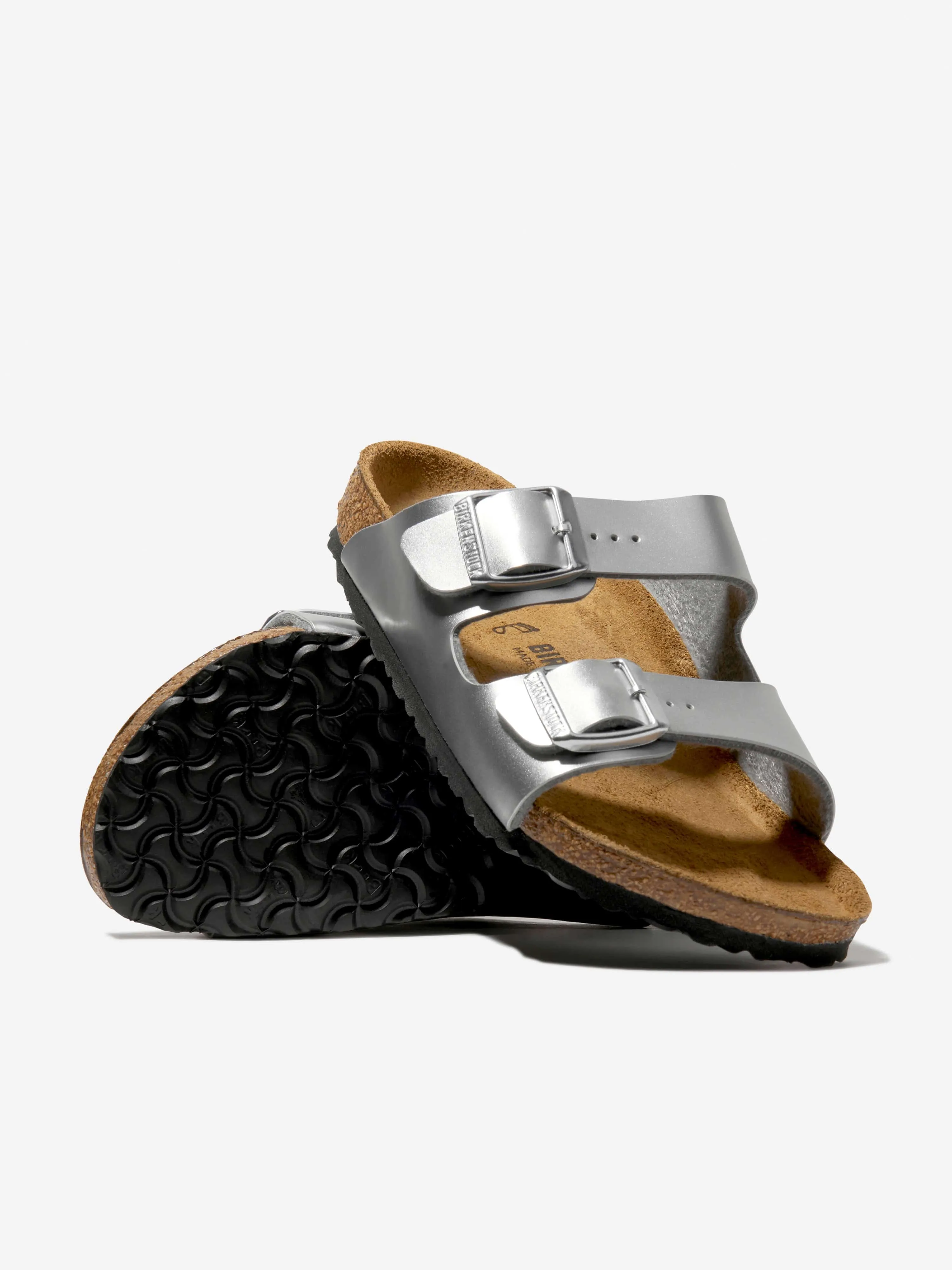 BIRKENSTOCK Mädchen Arizona Metall-Sandalen in Silber