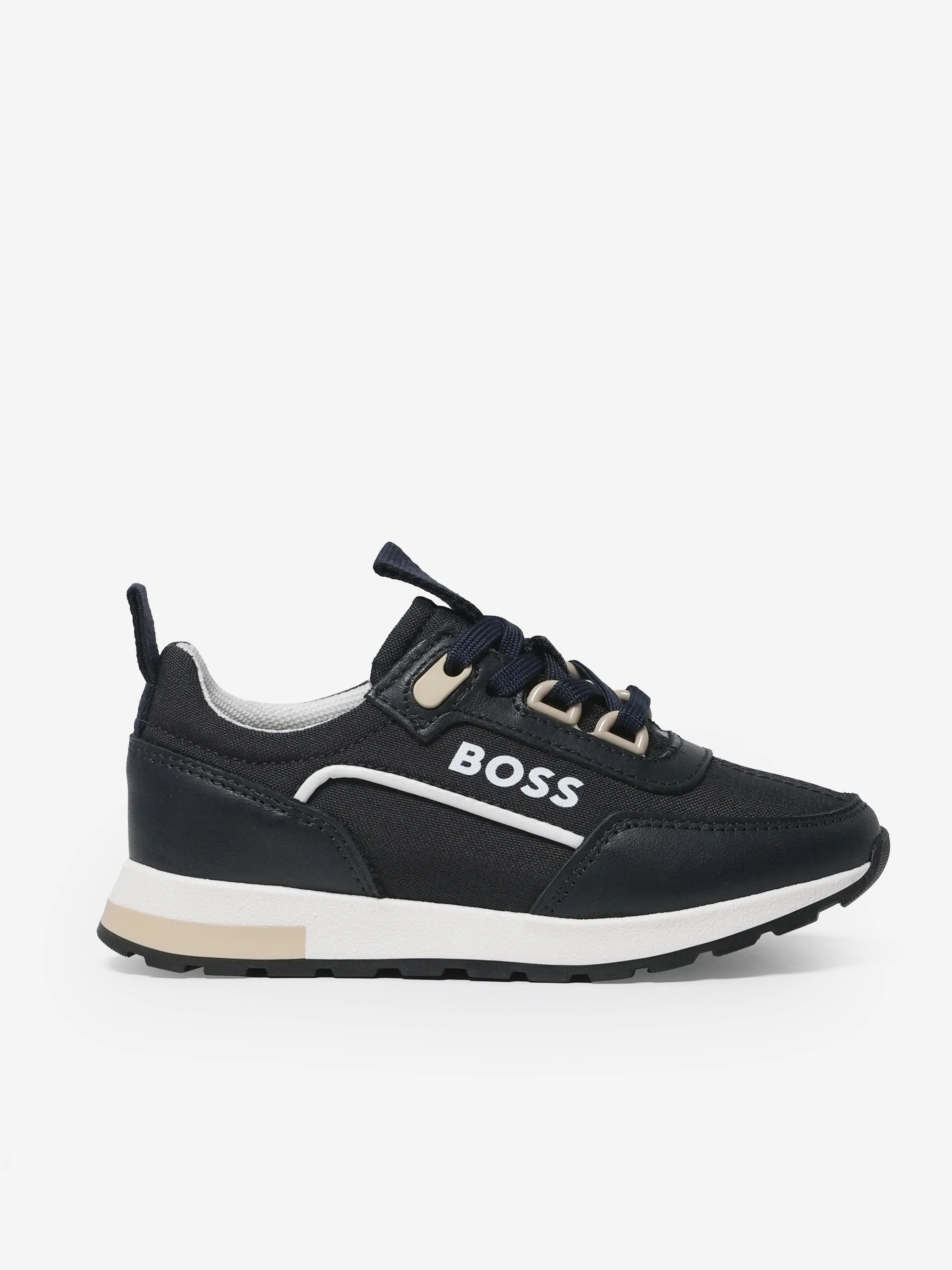 BOSS Boys Schnürschuhe mit Logo in Marineblau