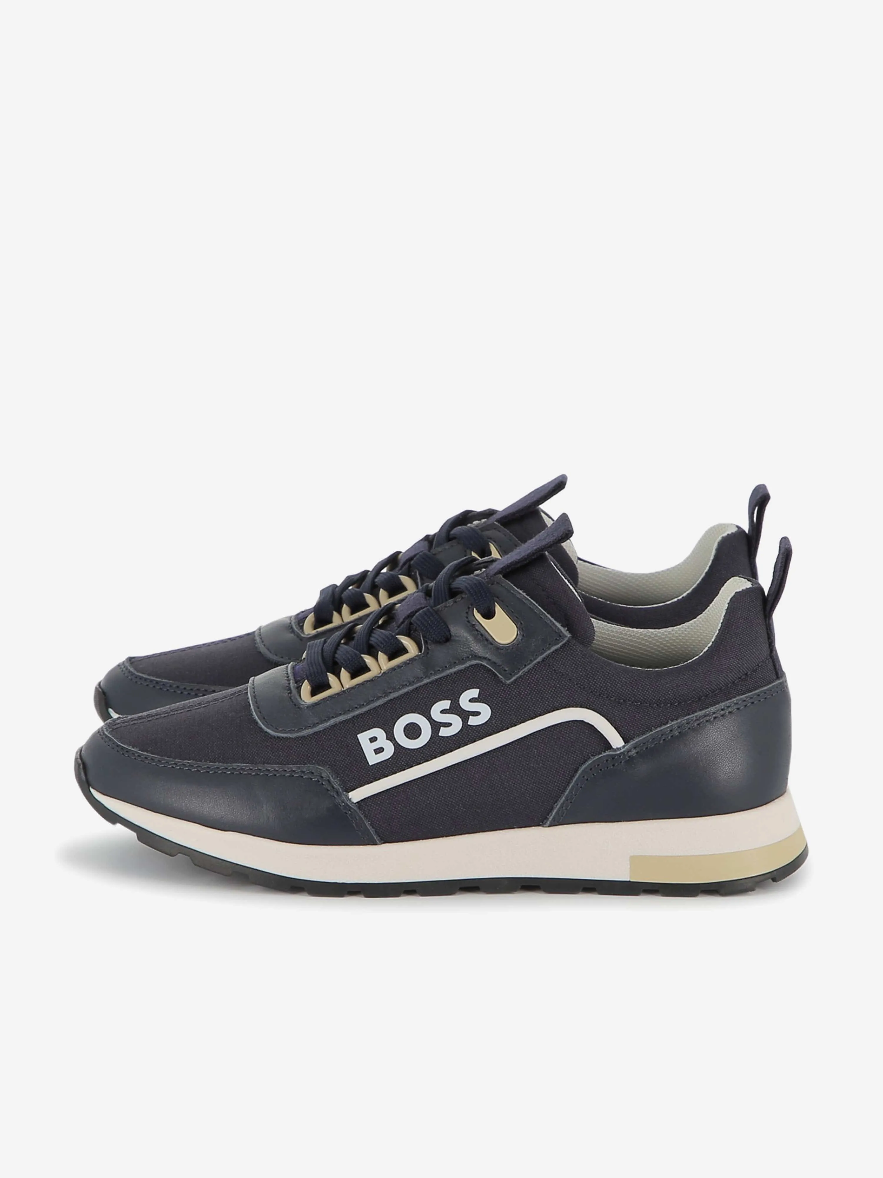 BOSS Boys Schnürschuhe mit Logo in Marineblau