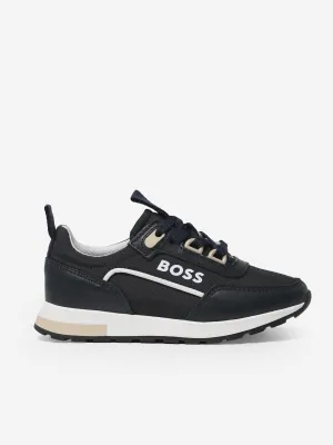 BOSS Boys Schnürschuhe mit Logo in Marineblau