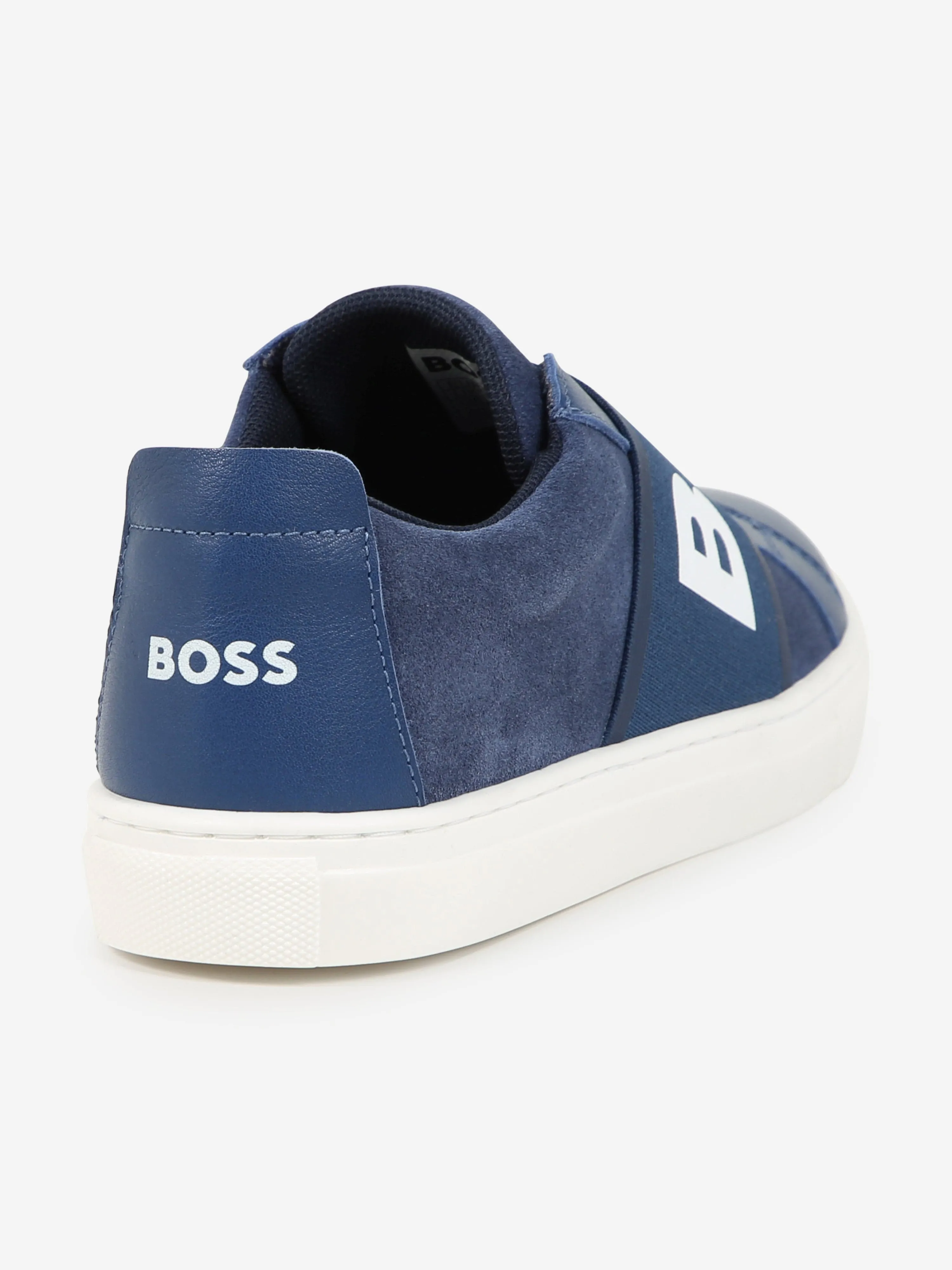 BOSS Boys Leder-Logo-Turnschuhe in Blau