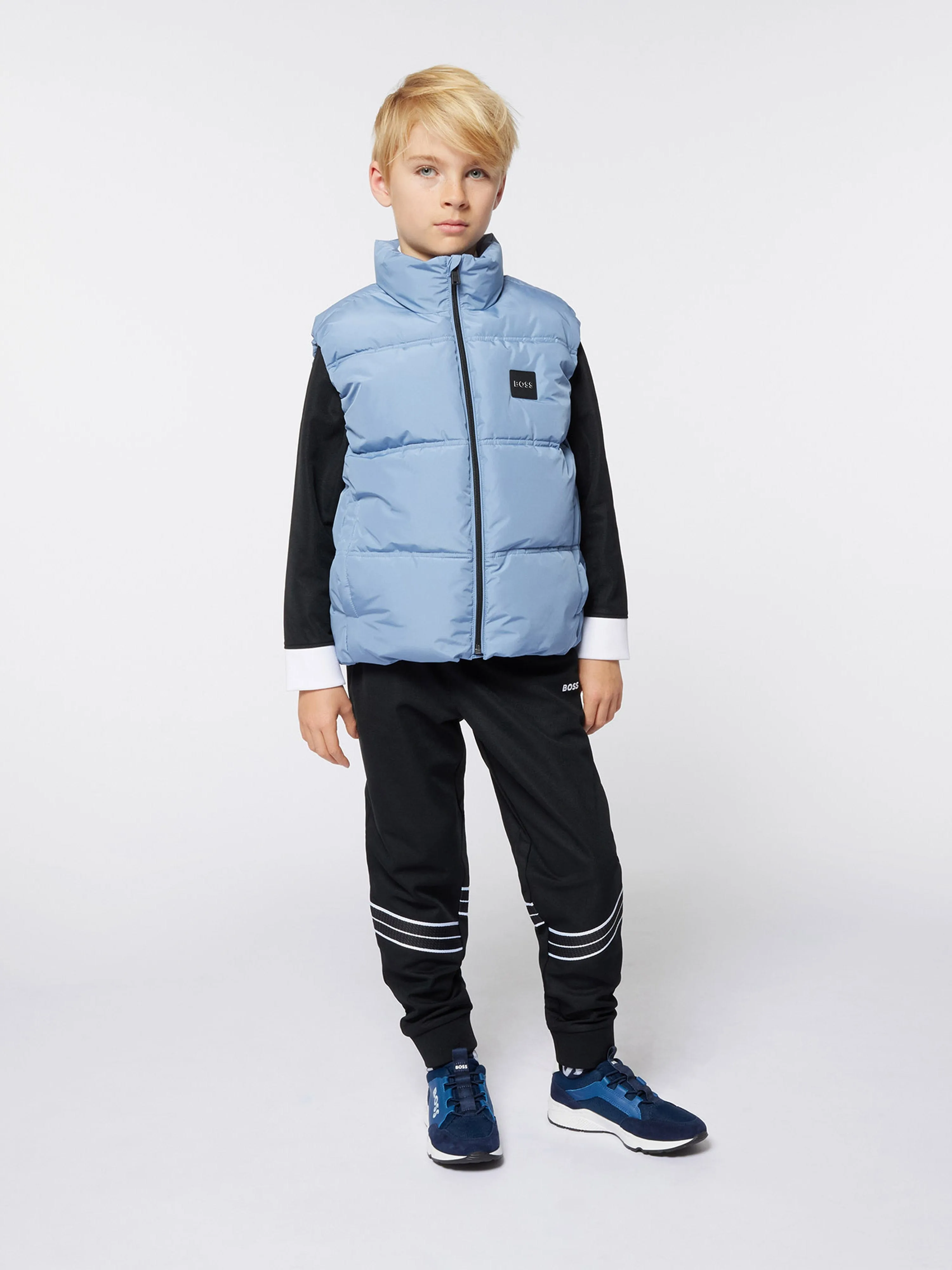 BOSS Boys Leder-Logo-Turnschuhe in Blau