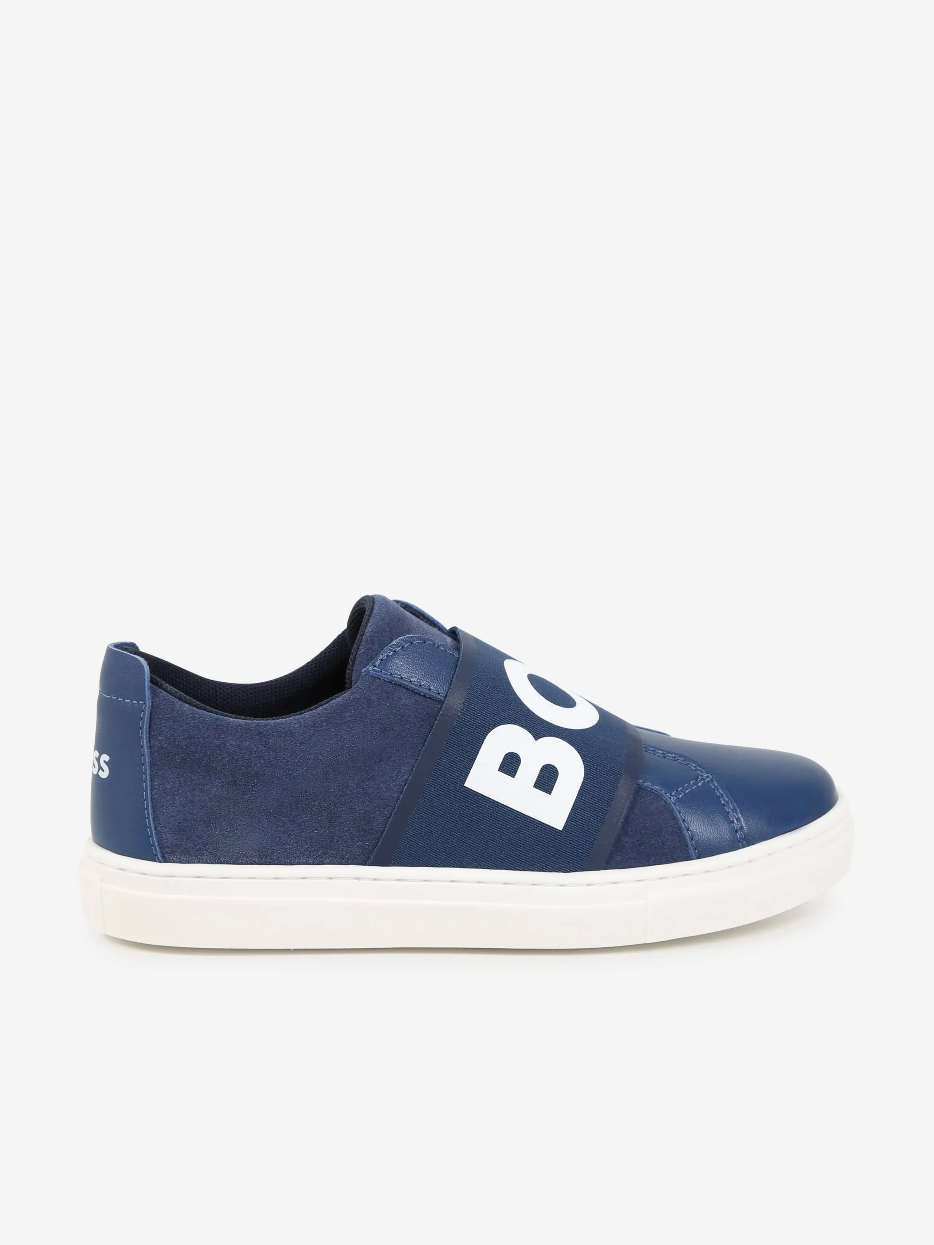 BOSS Boys Leder-Logo-Turnschuhe in Blau