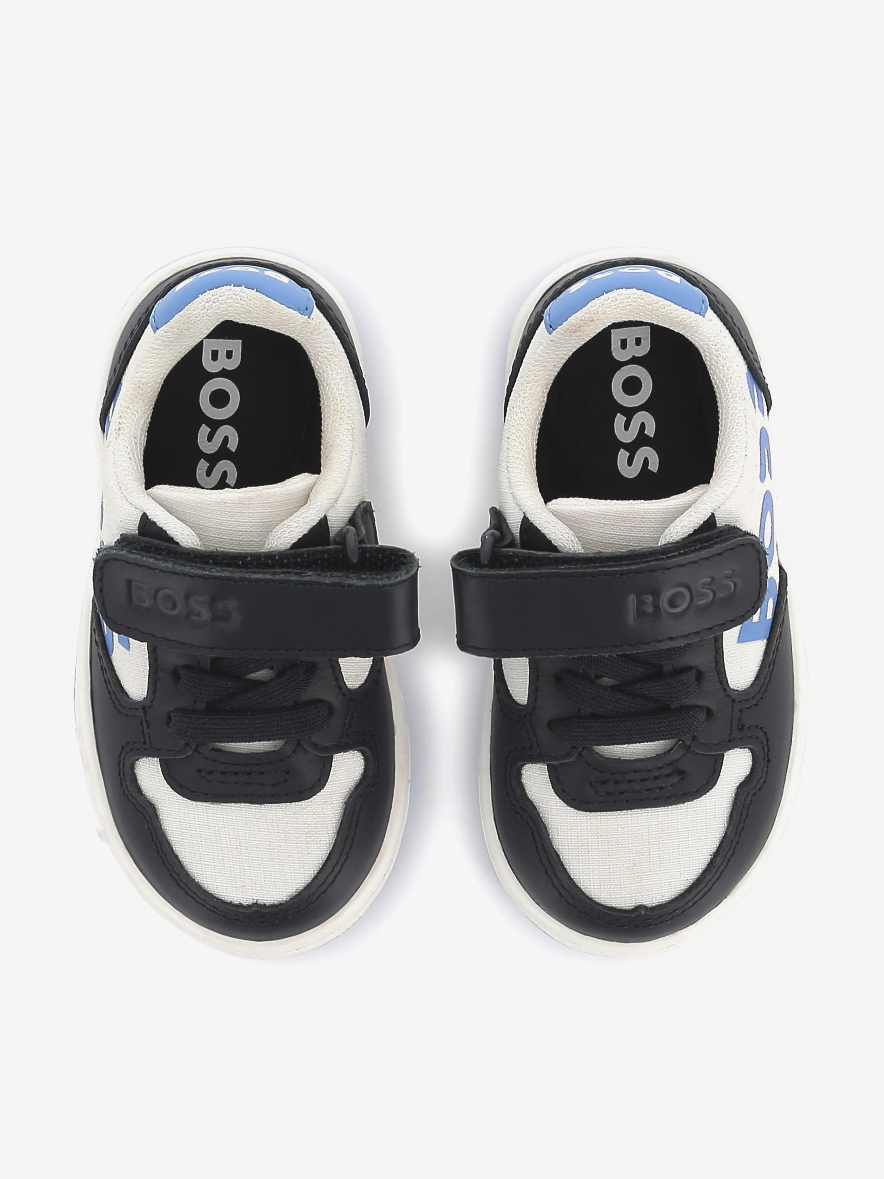BOSS Boys Leder-Logo-Turnschuhe in Marineblau