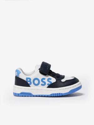 BOSS Boys Leder-Logo-Turnschuhe in Marineblau