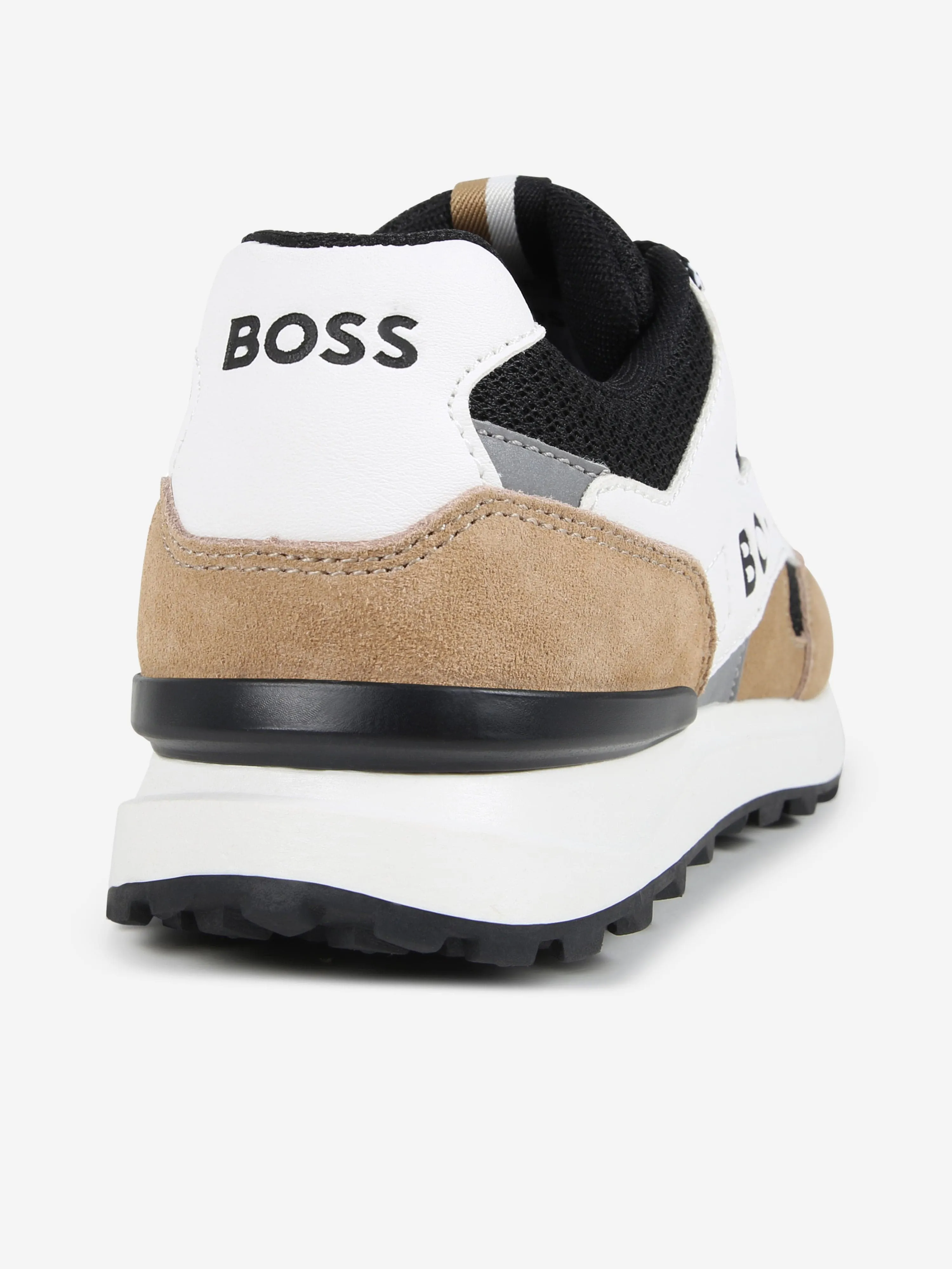 BOSS Boys Mesh- und Leder-Turnschuhe in Schwarz