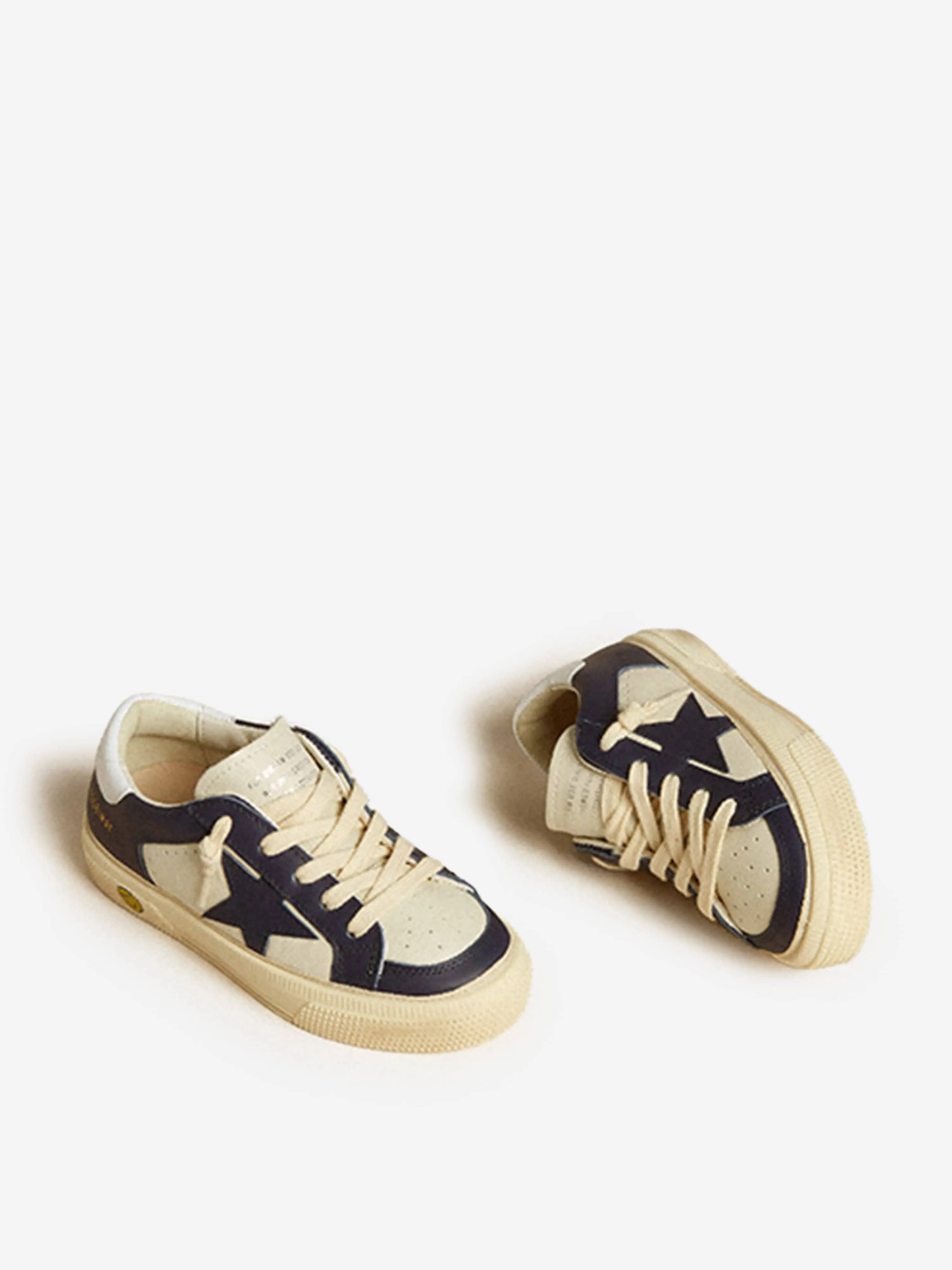 Jungen Leder-Doppelviertel- und Zehen-May-Turnschuhe in Blau
