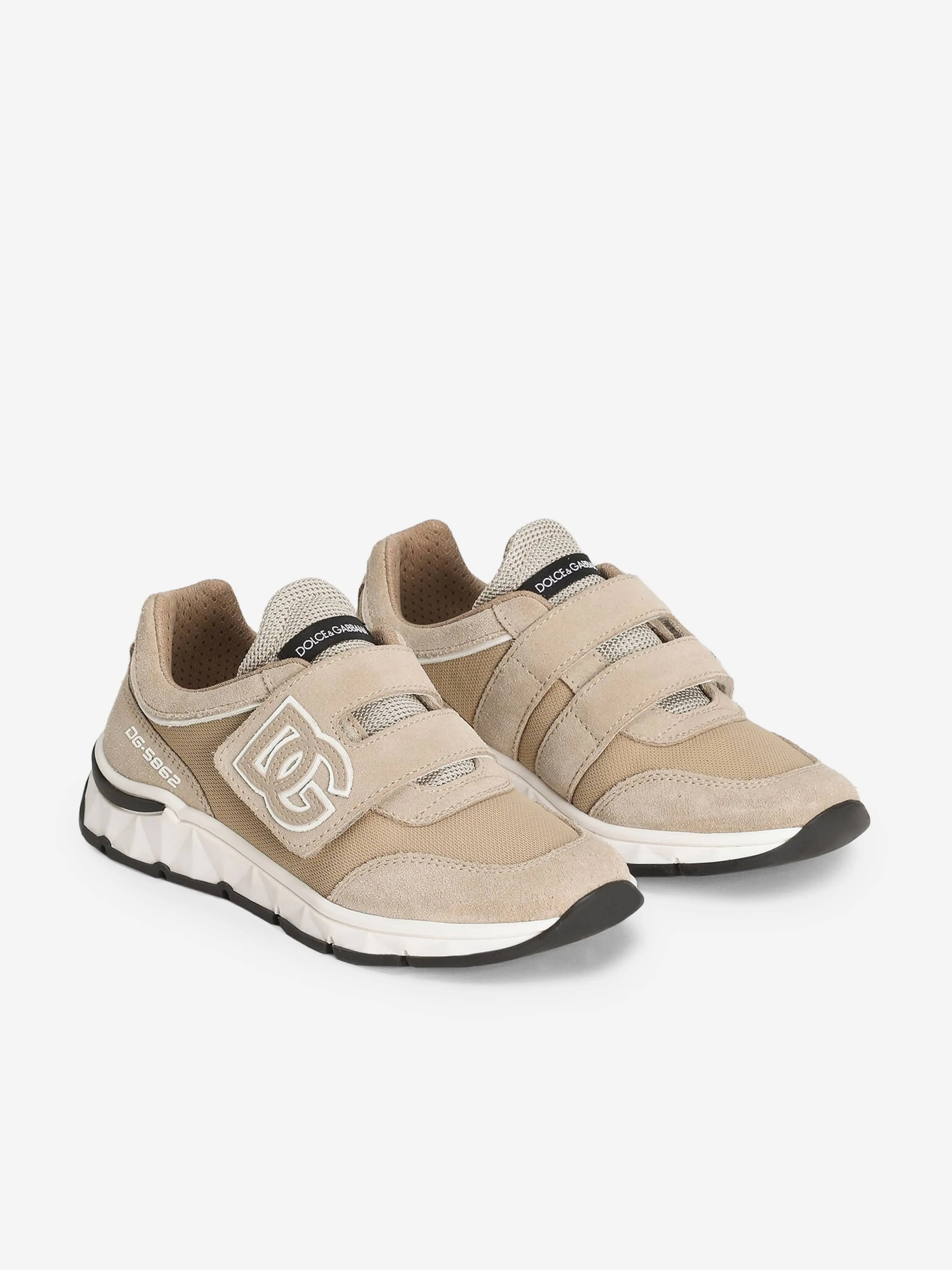 Jungen-Suede- und Mesh-Turnschuhe in Beige
