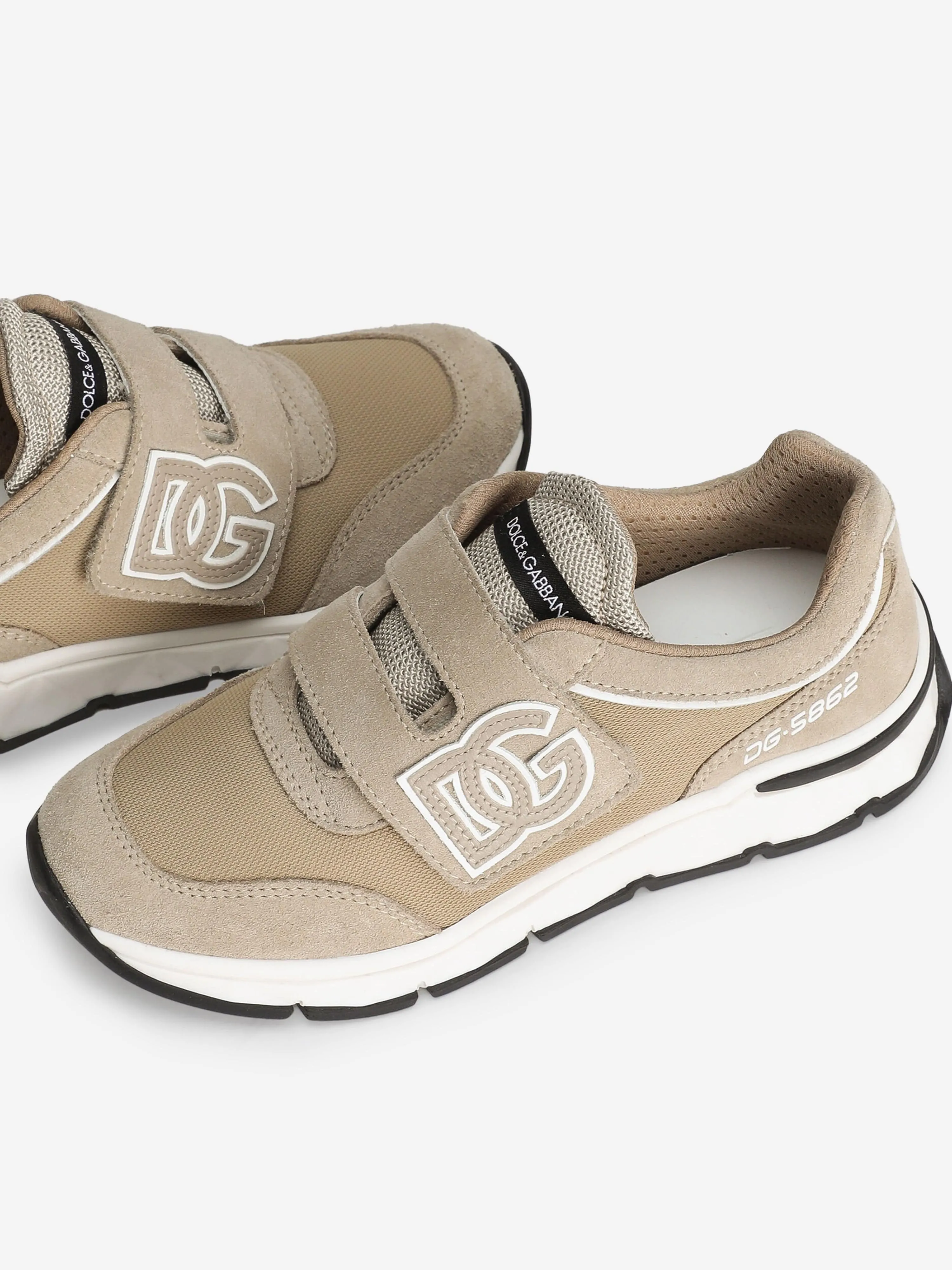 Jungen-Suede- und Mesh-Turnschuhe in Beige