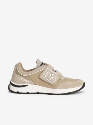 Jungen-Suede- und Mesh-Turnschuhe in Beige