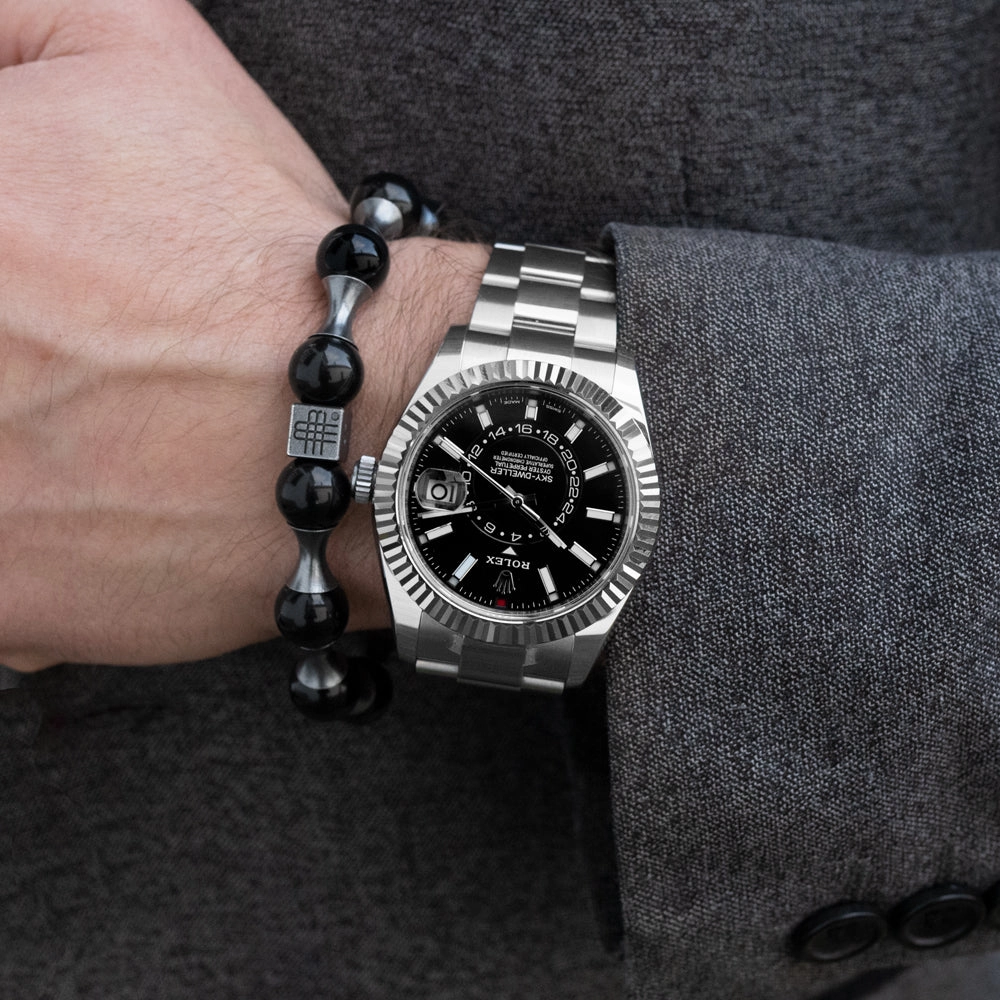 Bracelet DARK WAVE, BOLD and STRIKING 925 sterling silver blackened with large onyx stones