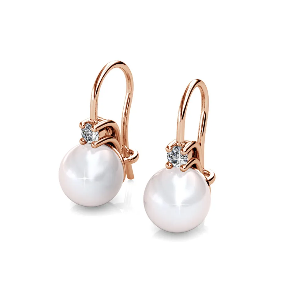 Cassie 18k Weißgold plattierte Perlen Ohrringe mit Swarovski Kristallen