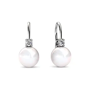 Cassie 18k Weißgold plattierte Perlen Ohrringe mit Swarovski Kristallen