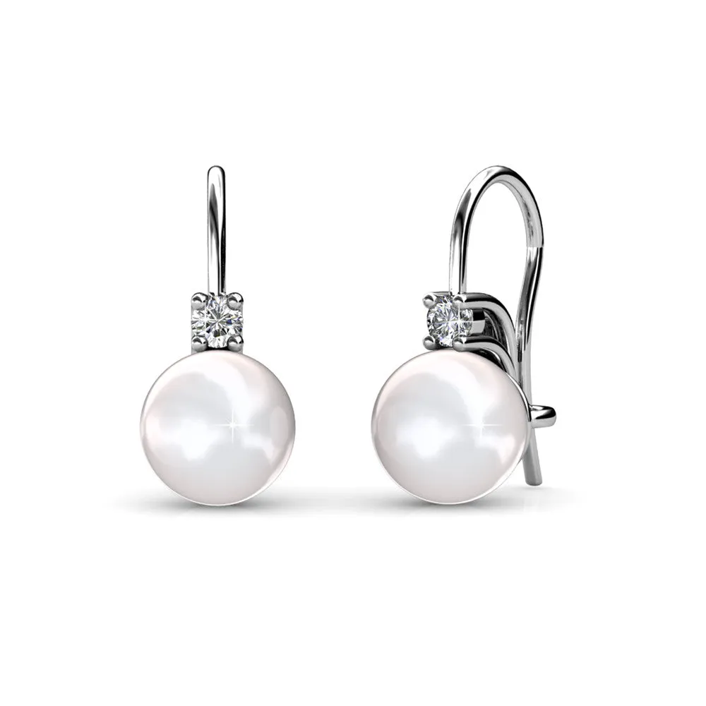 Cassie 18k Weißgold plattierte Perlen Ohrringe mit Swarovski Kristallen
