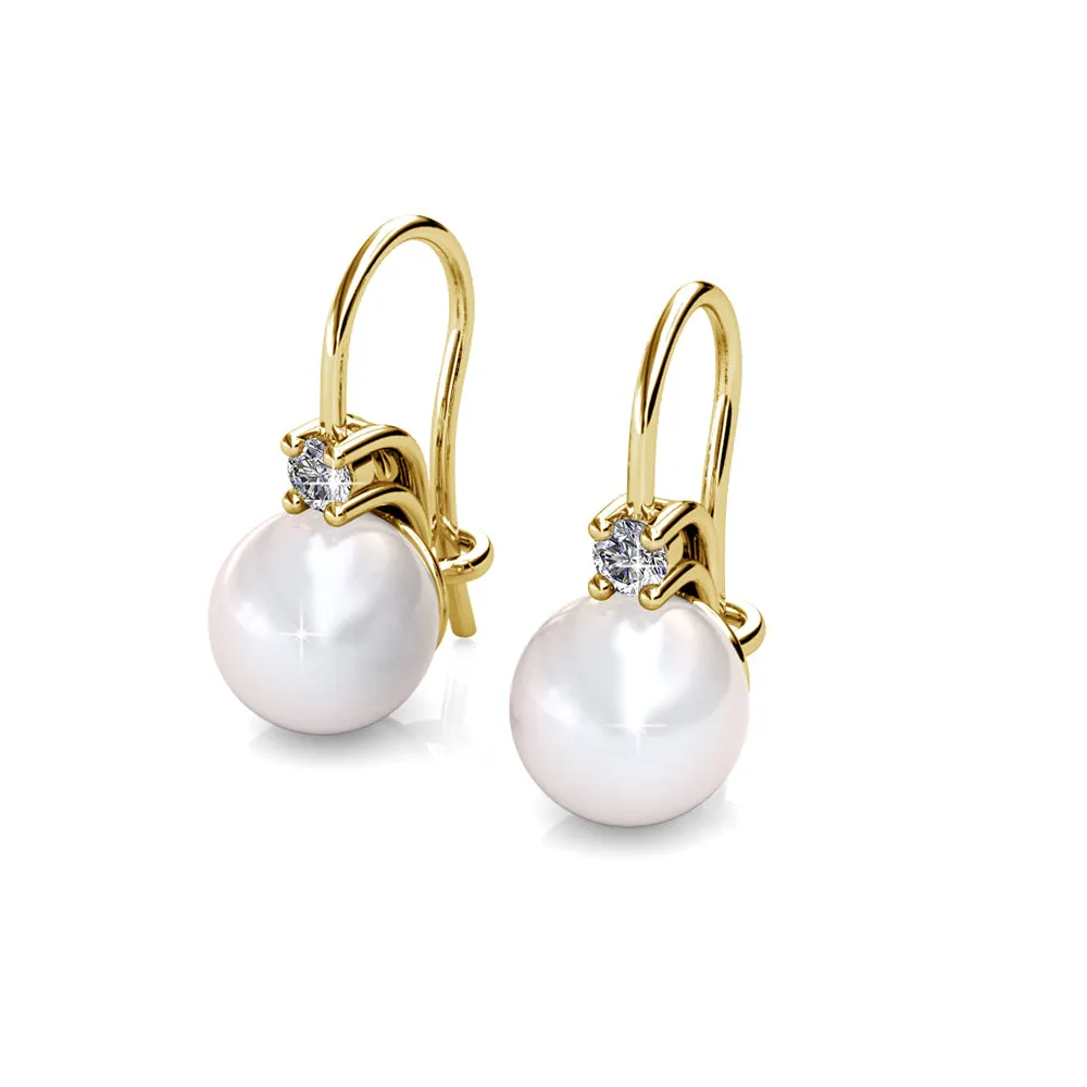Cassie 18k Weißgold plattierte Perlen Ohrringe mit Swarovski Kristallen