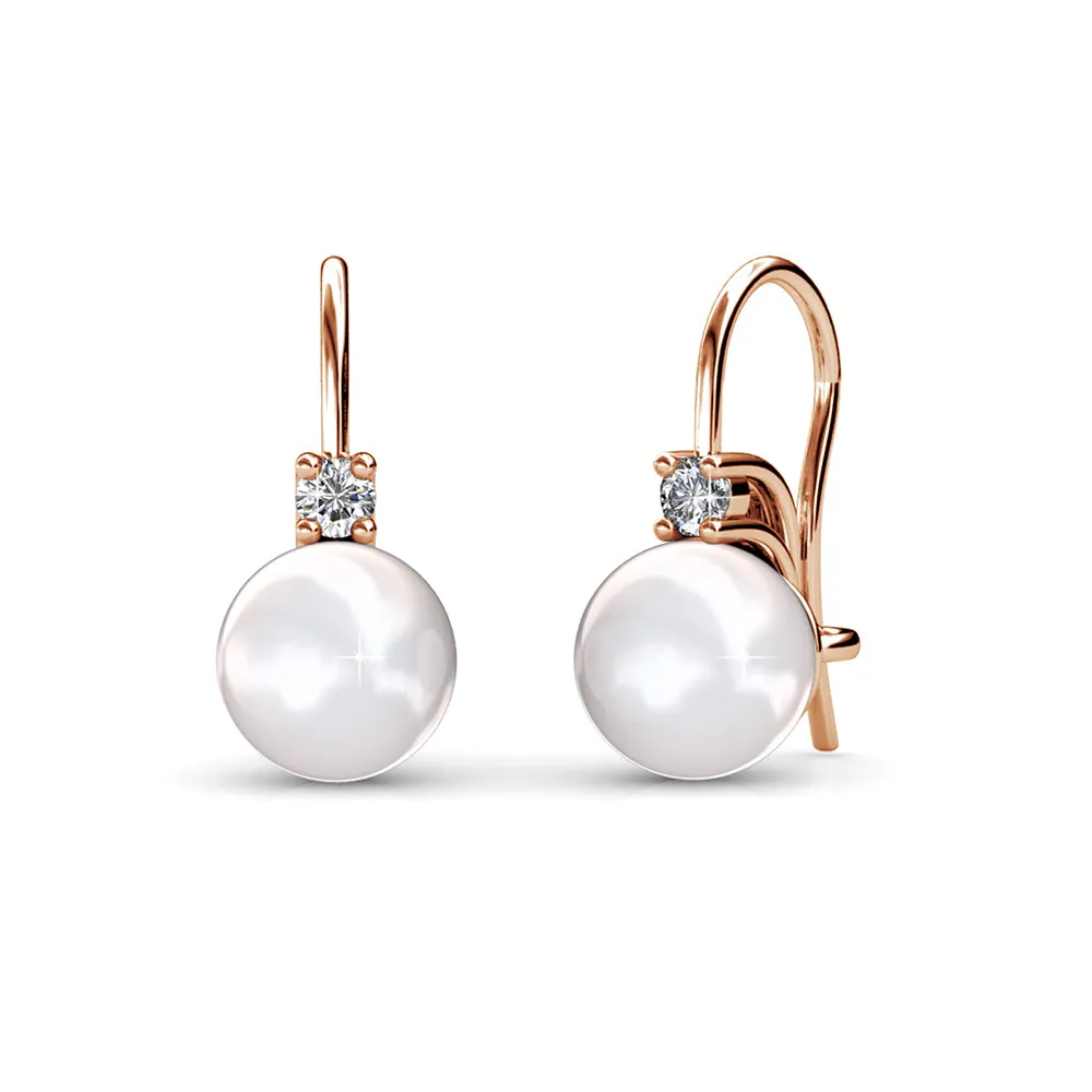 Cassie 18k Weißgold plattierte Perlen Ohrringe mit Swarovski Kristallen