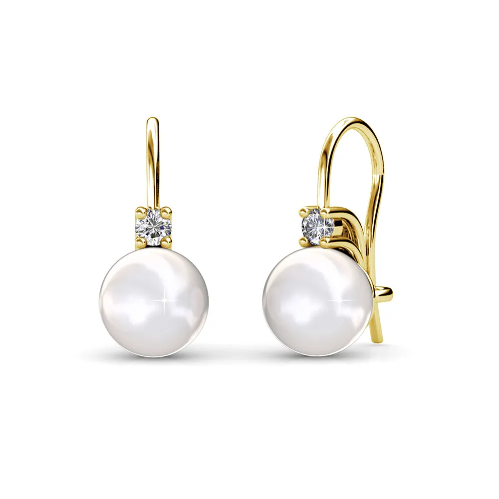 Cassie 18k Weißgold plattierte Perlen Ohrringe mit Swarovski Kristallen