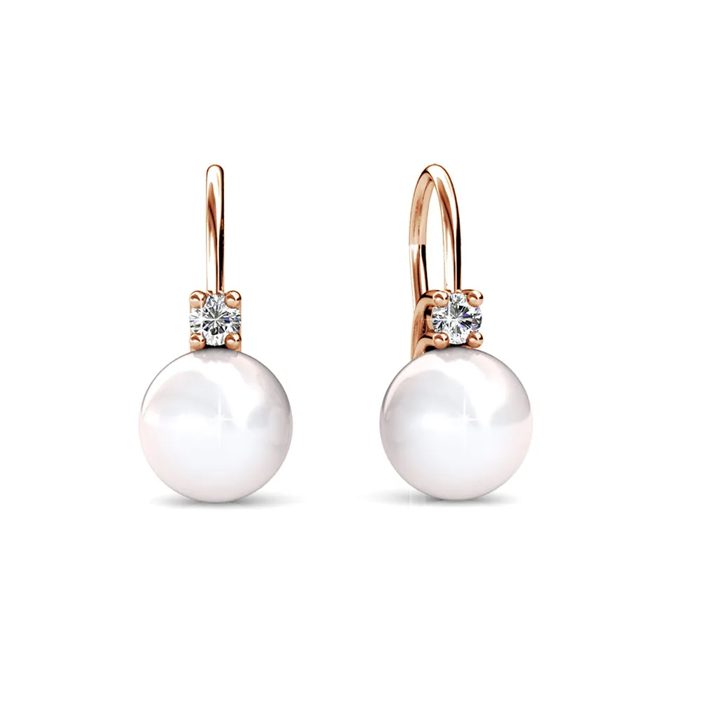 Cassie 18k Weißgold plattierte Perlen Ohrringe mit Swarovski Kristallen