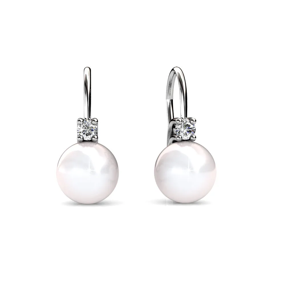 Cassie 18k Weißgold plattierte Perlen Ohrringe mit Swarovski Kristallen