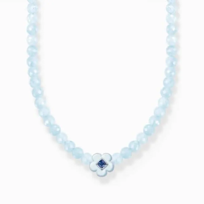 Charmanter Choker mit Blume und blauen Perlen KE2182-496-1 Thomas Sabo Halsketten