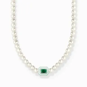 Charmanter Choker mit grünem Stein und Perlen KE2183-082-6 Thomas Sabo Halsketten
