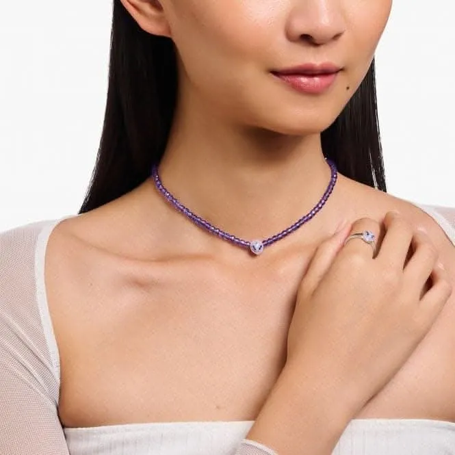 Charmante Sterling Silber Emaille Violett Alien Kopf Halskette KE2199-041-13-L42V Thomas Sabo Halsketten