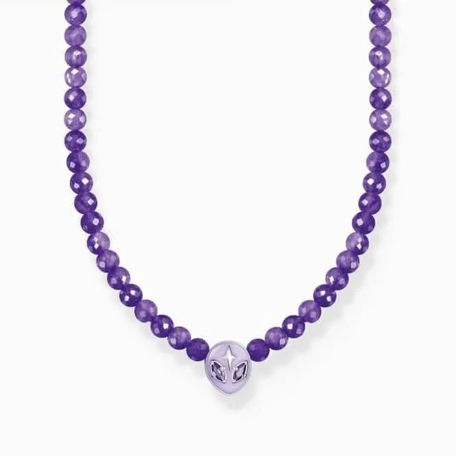 Charmante Sterling Silber Emaille Violett Alien Kopf Halskette KE2199-041-13-L42V Thomas Sabo Halsketten