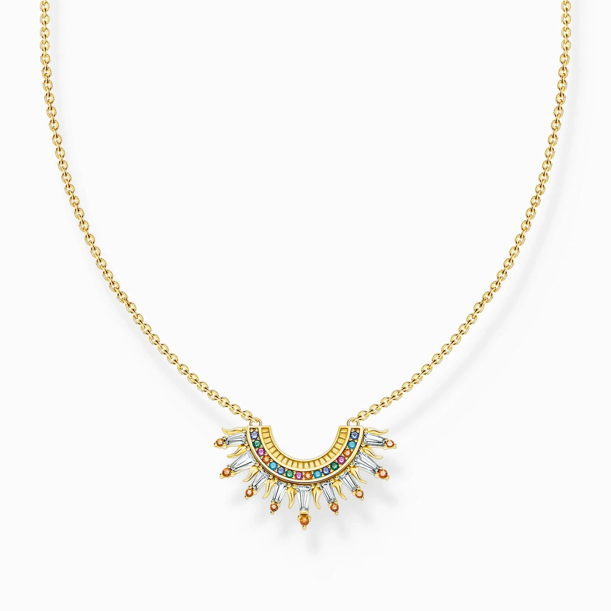 Charmante Sterling Silber vergoldete farbenfrohe Steine Sonnenstrahlen Halskette KE2203-488-7 Thomas Sabo Halsketten