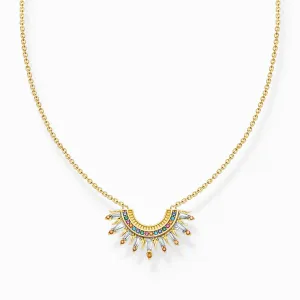 Charmante Sterling Silber vergoldete farbenfrohe Steine Sonnenstrahlen Halskette KE2203-488-7 Thomas Sabo Halsketten