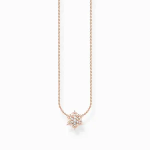 Charmantes Sterling Silber Roségold-veredeltes Schneeflocken-Anhänger mit weißen Steinen KE2286-416-14 Thomas Sabo Halsketten