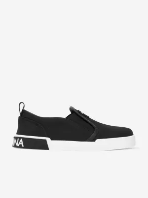 Dolce & Gabbana Jungen Leinwand Slip-On Sneaker in Schwarz